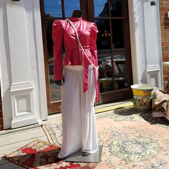 Jealous Tomato Pink Belted Top with Lining & Zippered Back - Picture 10 of 16